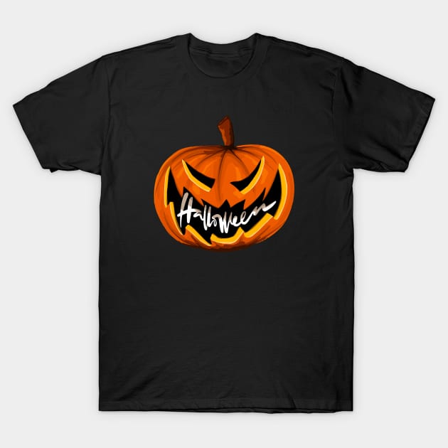 Bad pumpkin! Halloween jack o lantern T-Shirt by Brushtype